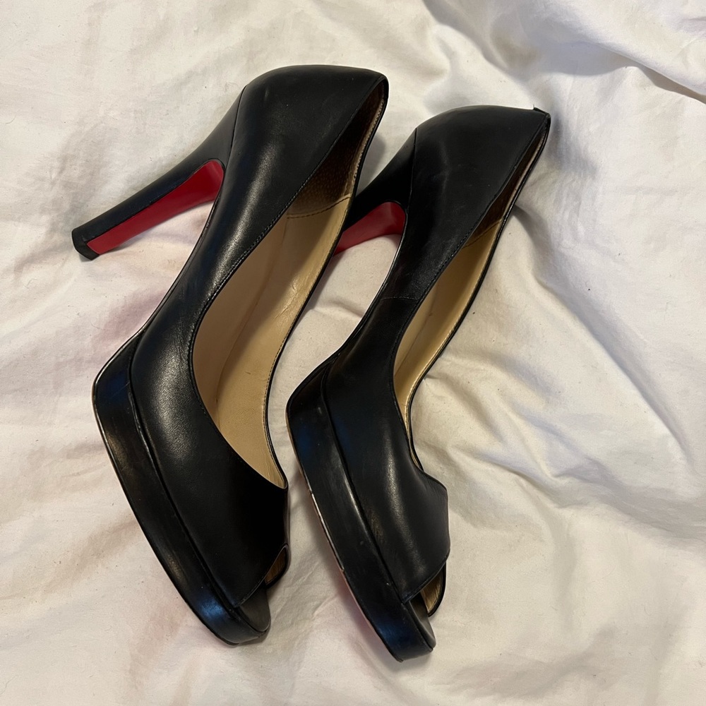 Black open toe heels